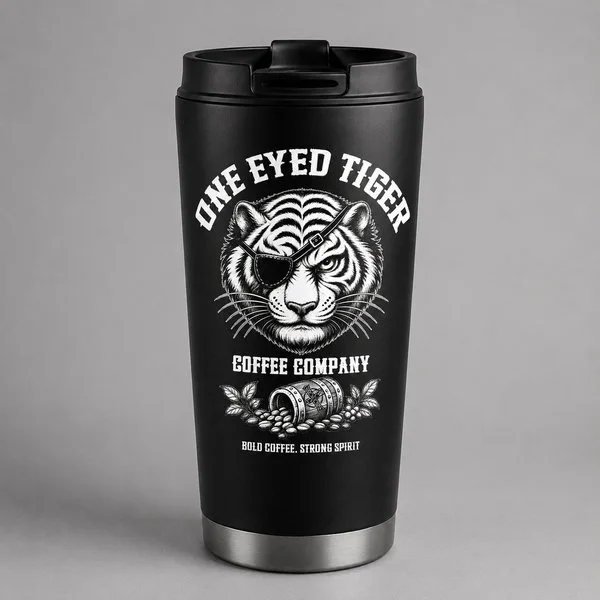 One Eyed Tiger Travel Tumbler