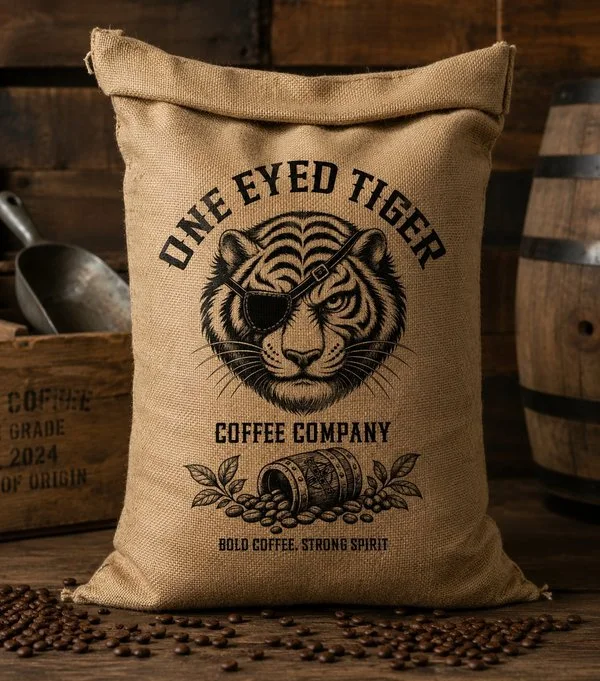 One Eyed Tiger coffee sack